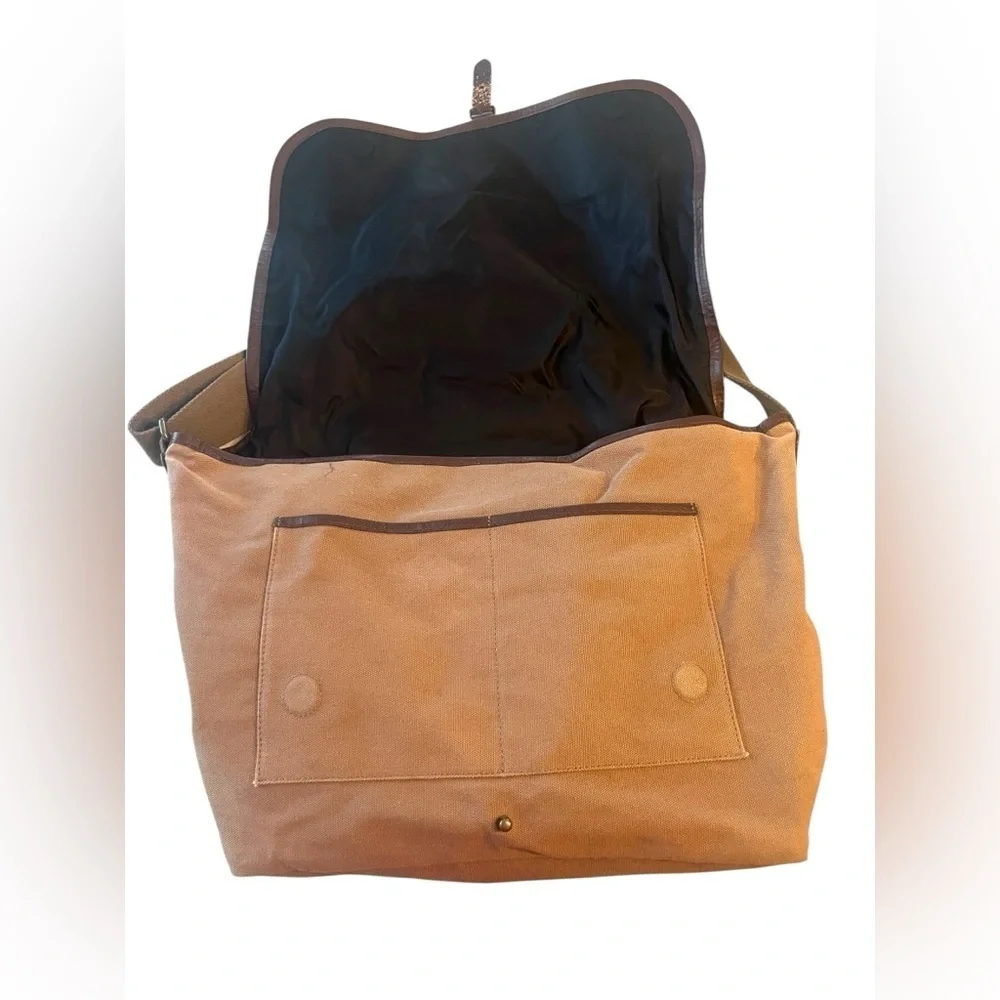 Pottery Barn Kids Brown Canvas Duck Cloth Messenger diaper bag